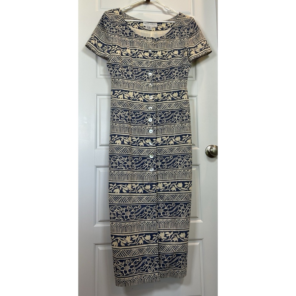 MaggyLondon Floral Short Sleeve Shift Midi Linen Dress